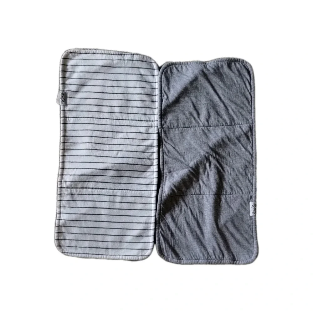 Lot Of 2 Kiddystar Soft Organic Cotton Baby Infant Burp Cloths Gray White